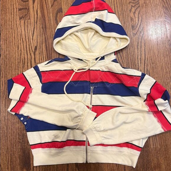 Free People We the Free Ry Zip Through Hoodie in Americana Combo NWOT - Picture 4 of 6